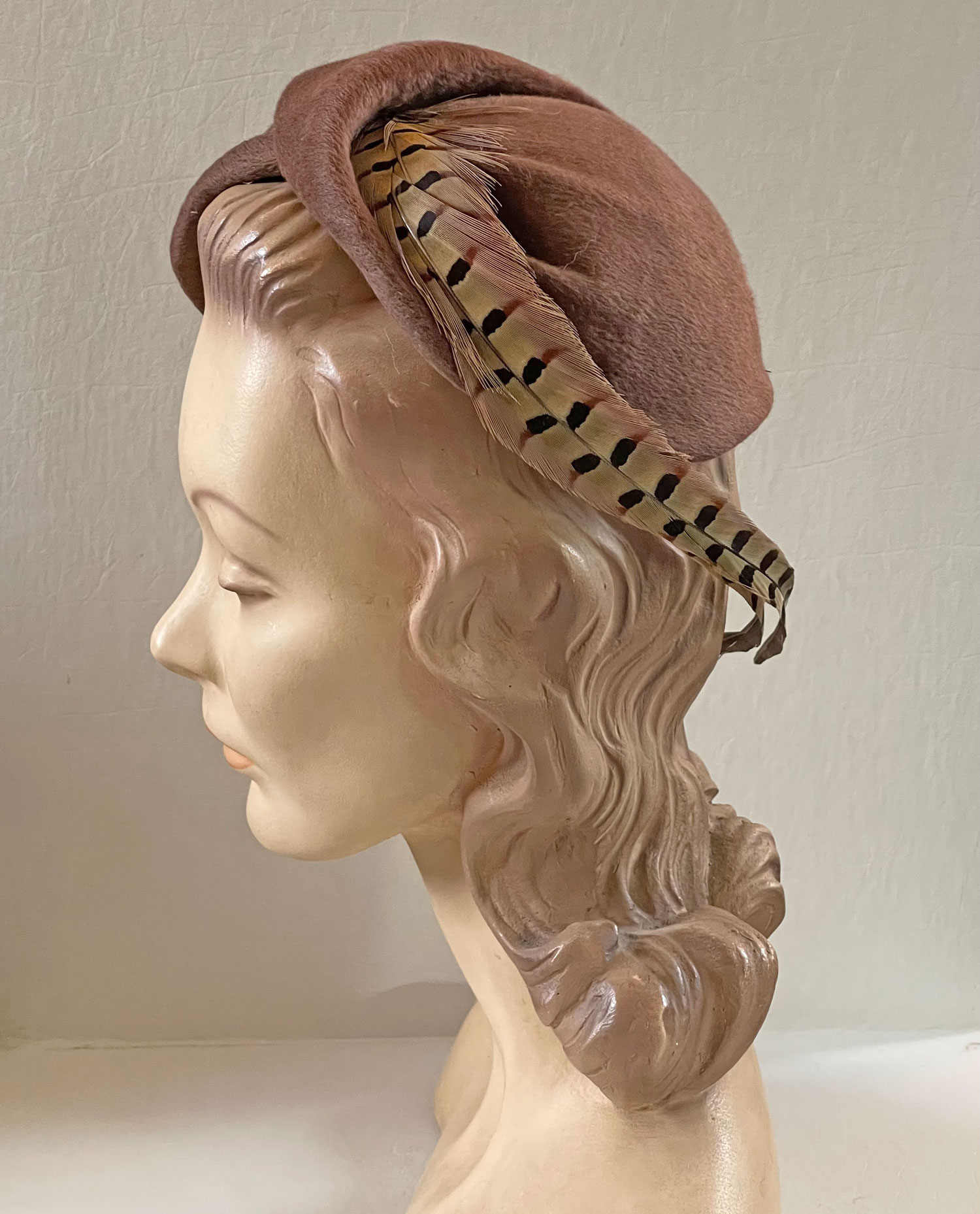 1950s pheasant feather hat