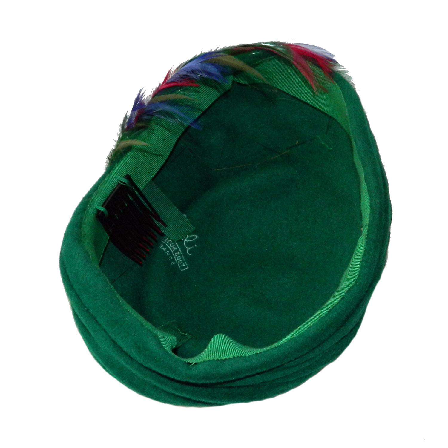 1950s green feather hat