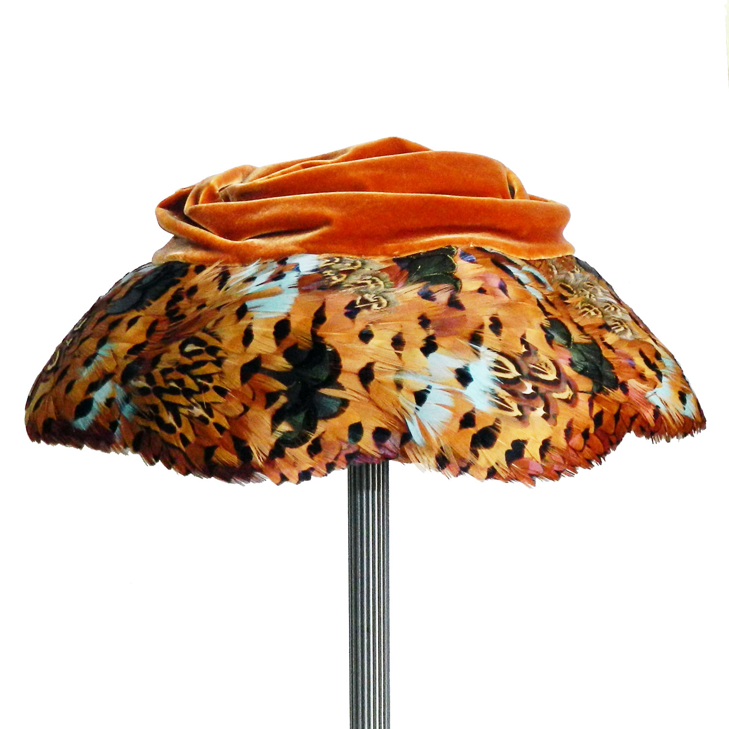 Orange feather hat