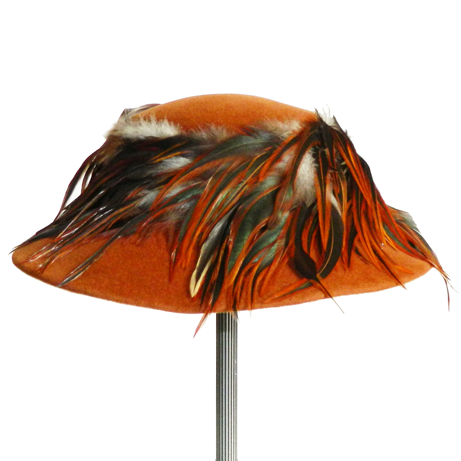 Orange feather hat