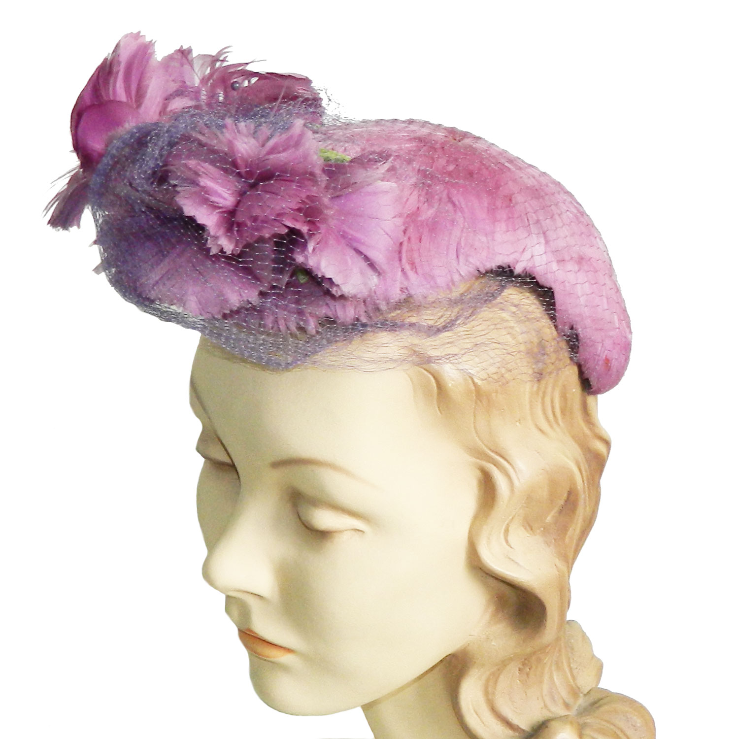 purple feather hat