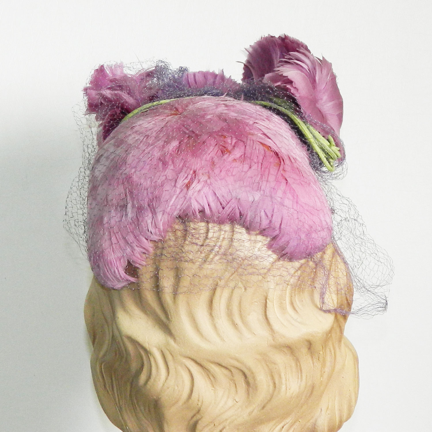 1950's purple feather hat