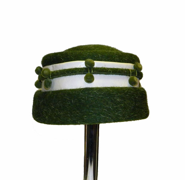 Vintage 1960's green pill box hat