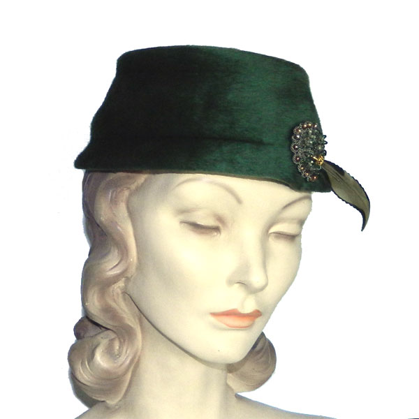 1960's green velour hat