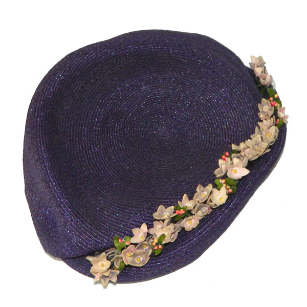 1950's purple straw hat