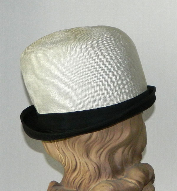 1960s black and white straw hat