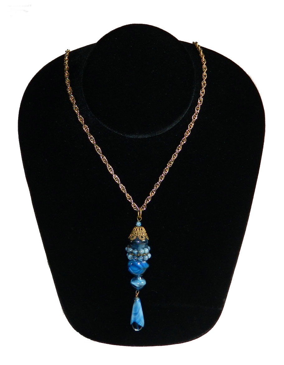 Blue glass pendant necklace