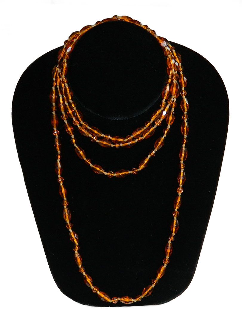 Amber glass flapper bead necklace