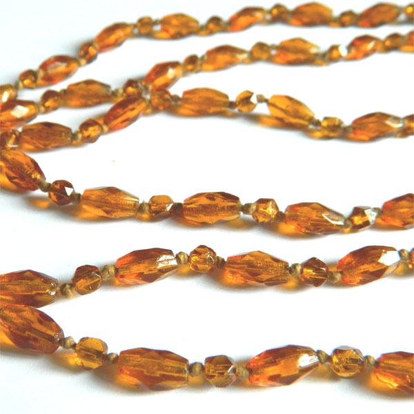 Amber glass flapper bead necklace