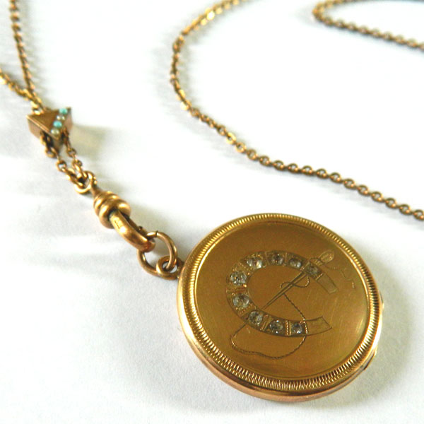 Antique cameo locket necklace