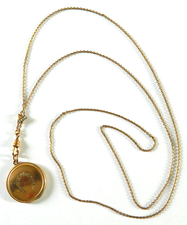 Antique equestian locket necklace