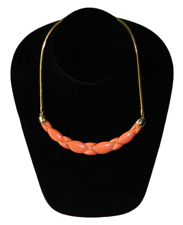 Faux coral necklace and earring set