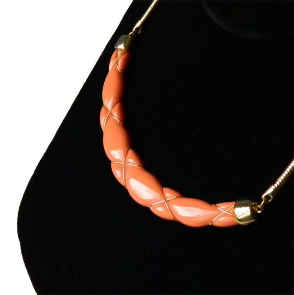 Faux coral necklace and earring set