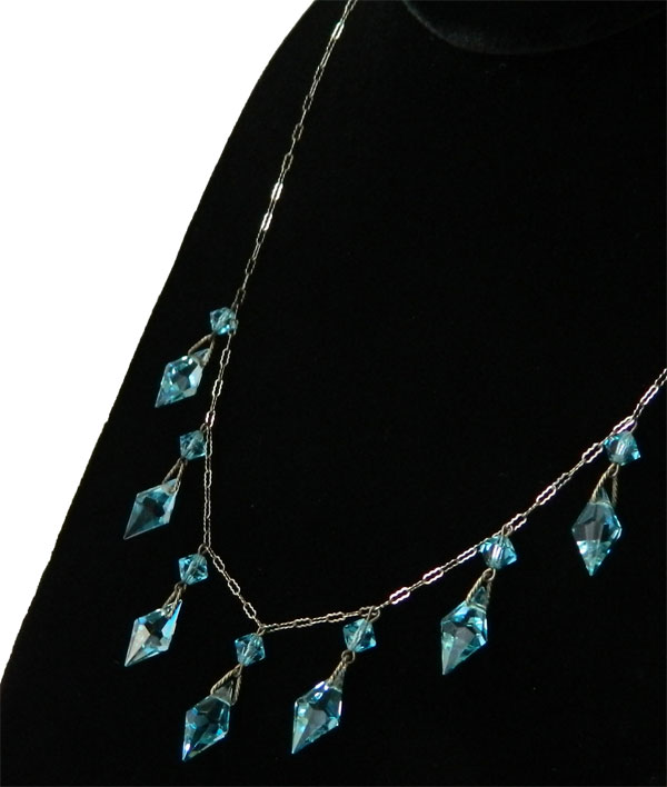 1920's blue crystal necklace