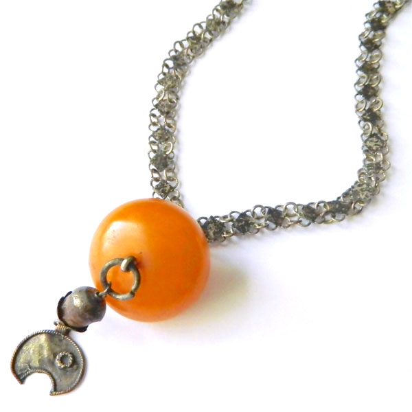 Indian amber pendant necklace