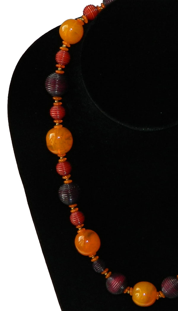 Art deco glass bead necklace