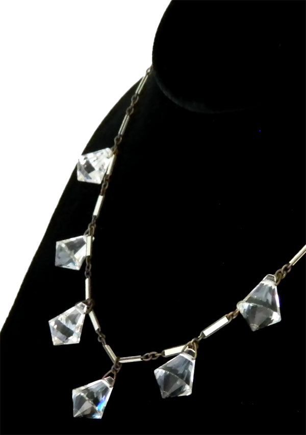 1920's enameled crystal necklace