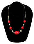 1930's Red and silver bead necklace