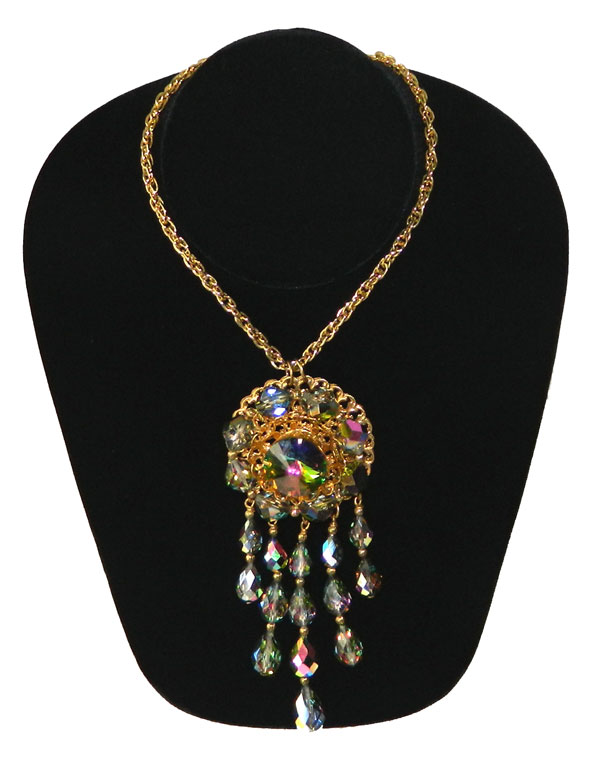 Aurora borealis crystal pendant necklace