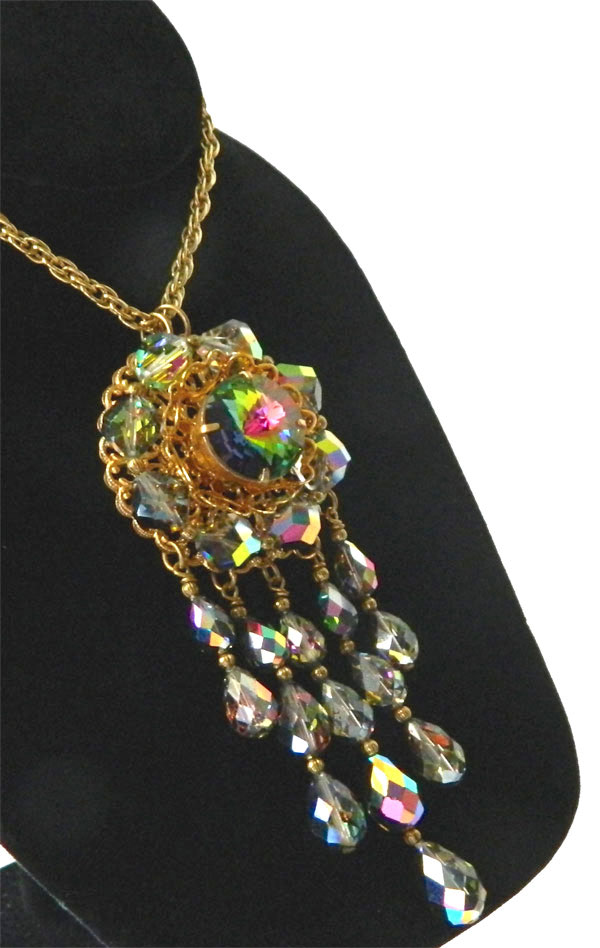 Aurora borealis crystal pendant necklace