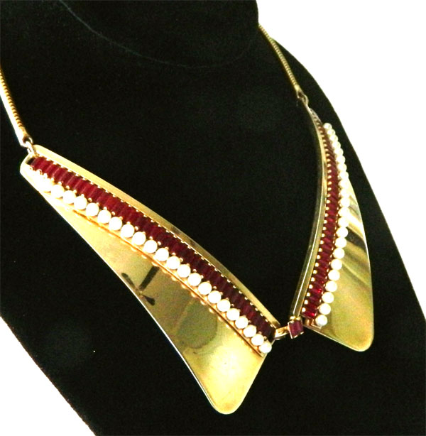1950s Leru rhinestone necklace
