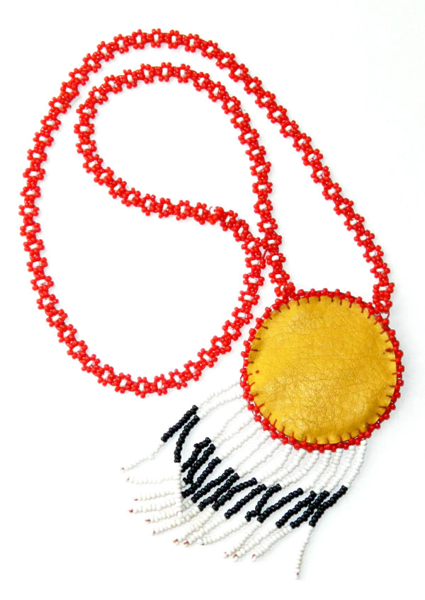 Red and Black Beaded Pendant Necklace