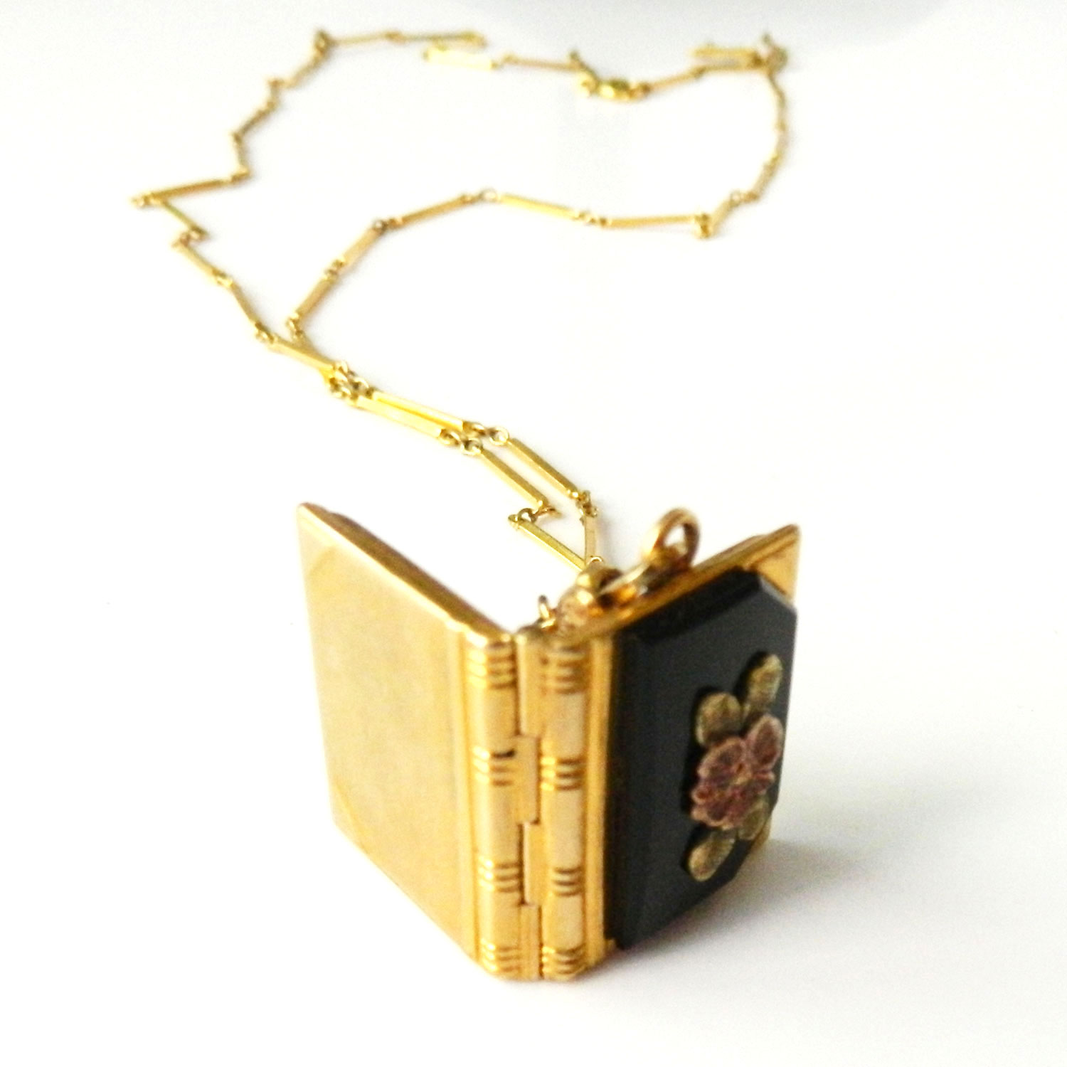 Antique book locket necklace