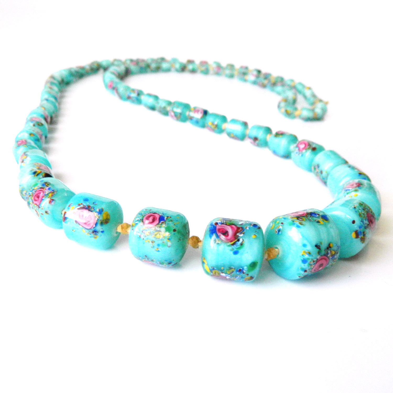 Blue Murano glass bead necklace