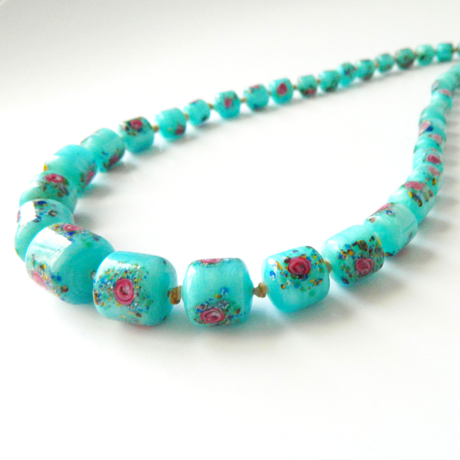 Blue Murano glass bead necklace