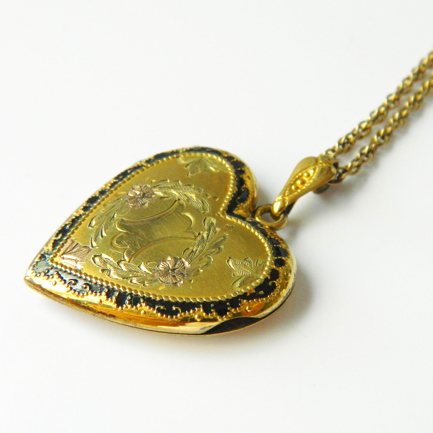 Antique heart locket necklace