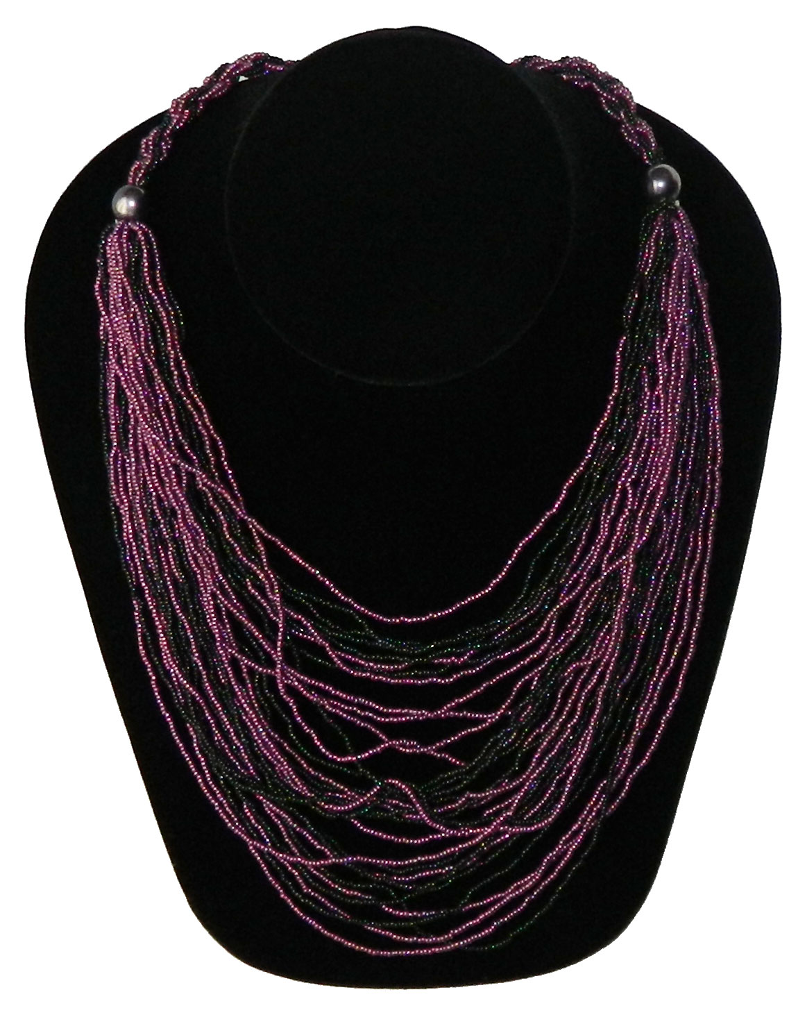 Purple micro bead bib necklace