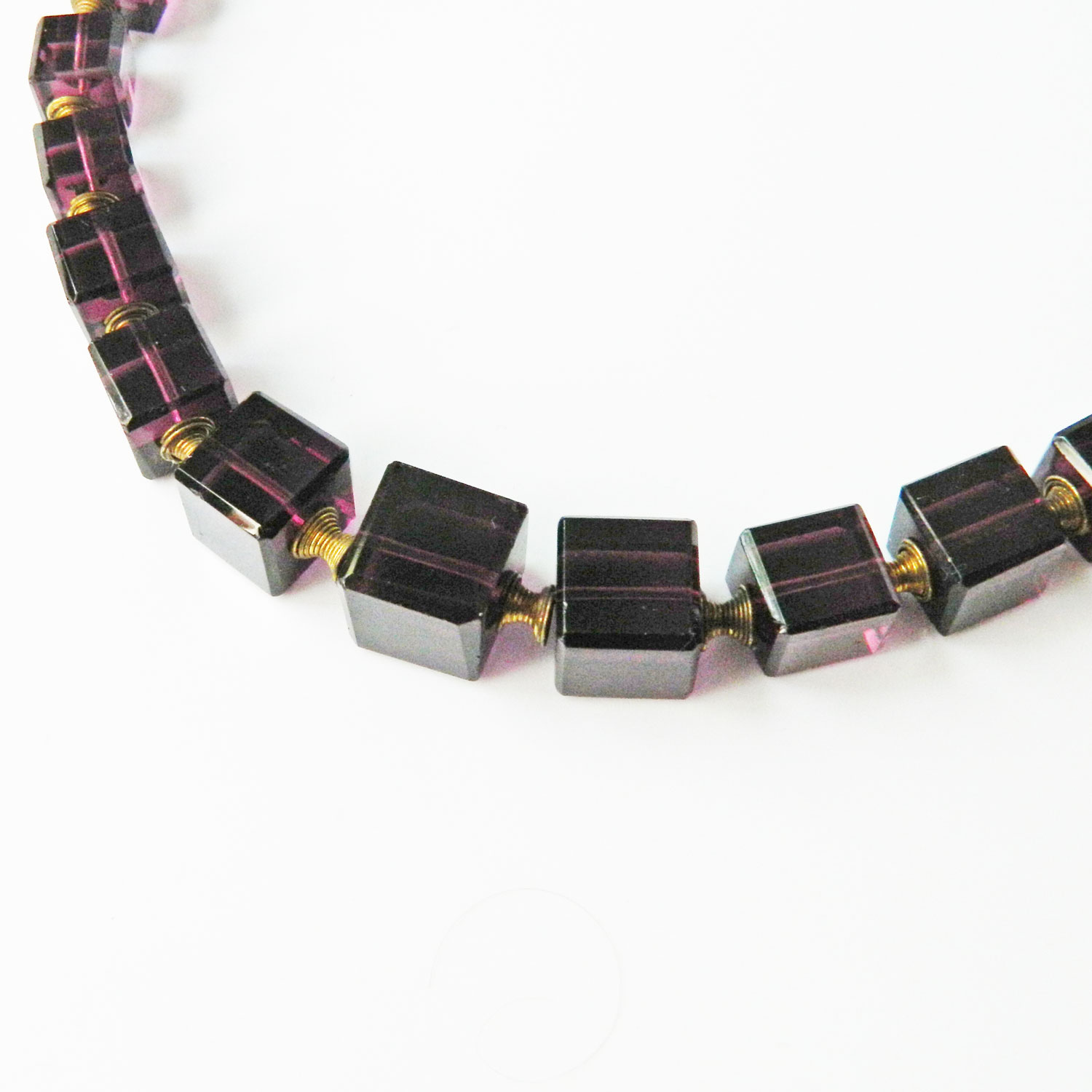 Purple Cube Bead Necklace