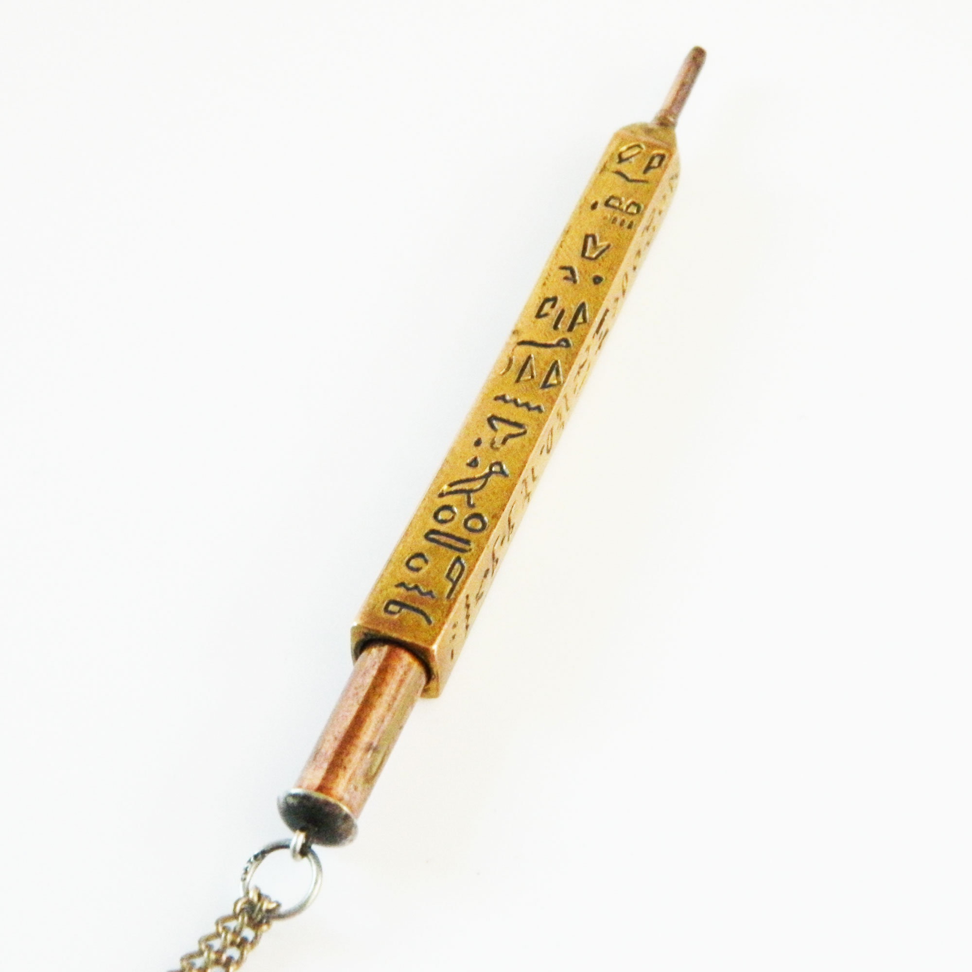 Antique Egyptian obelisk pencil pendant necklace
