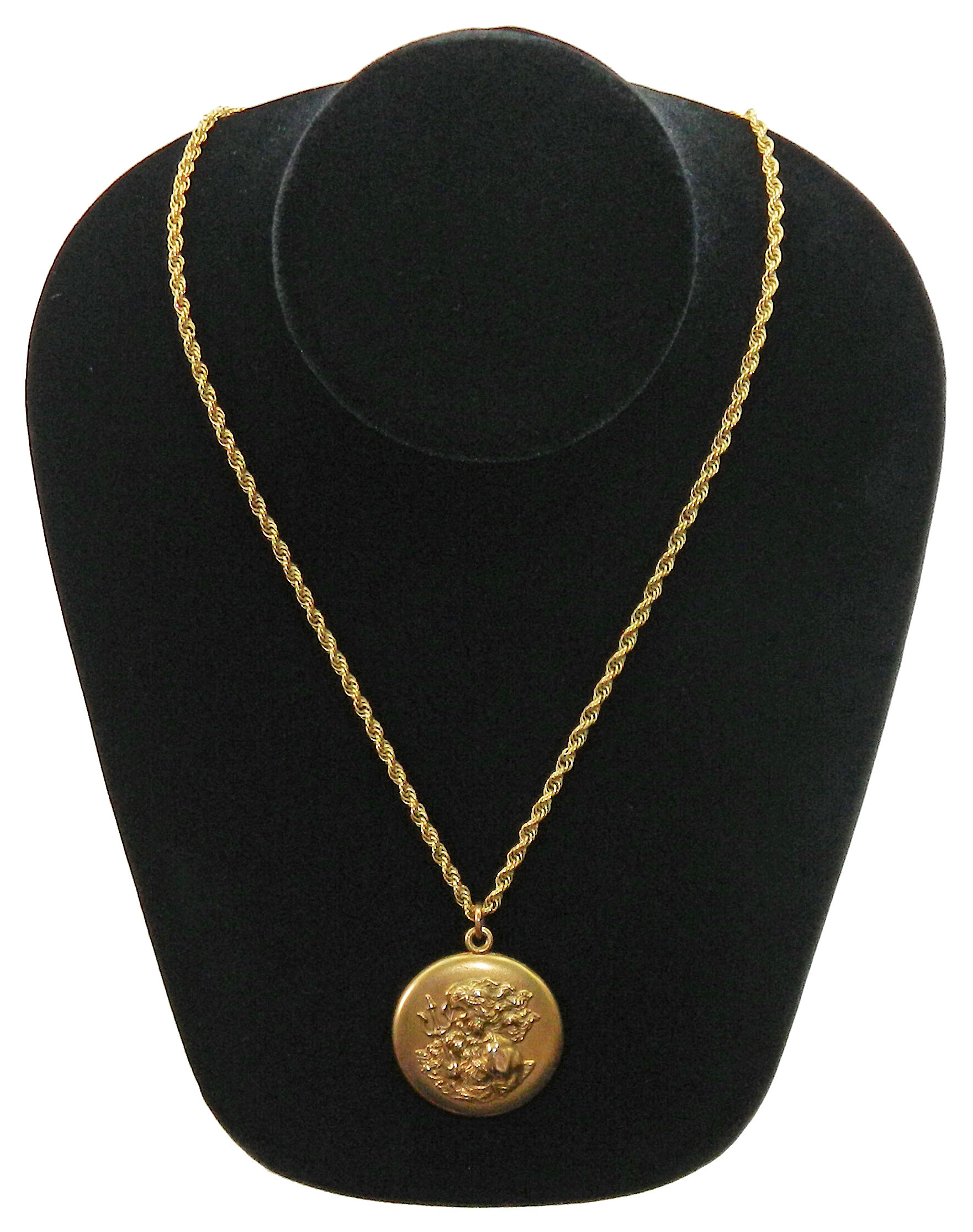 Antique Poseidon locket necklace