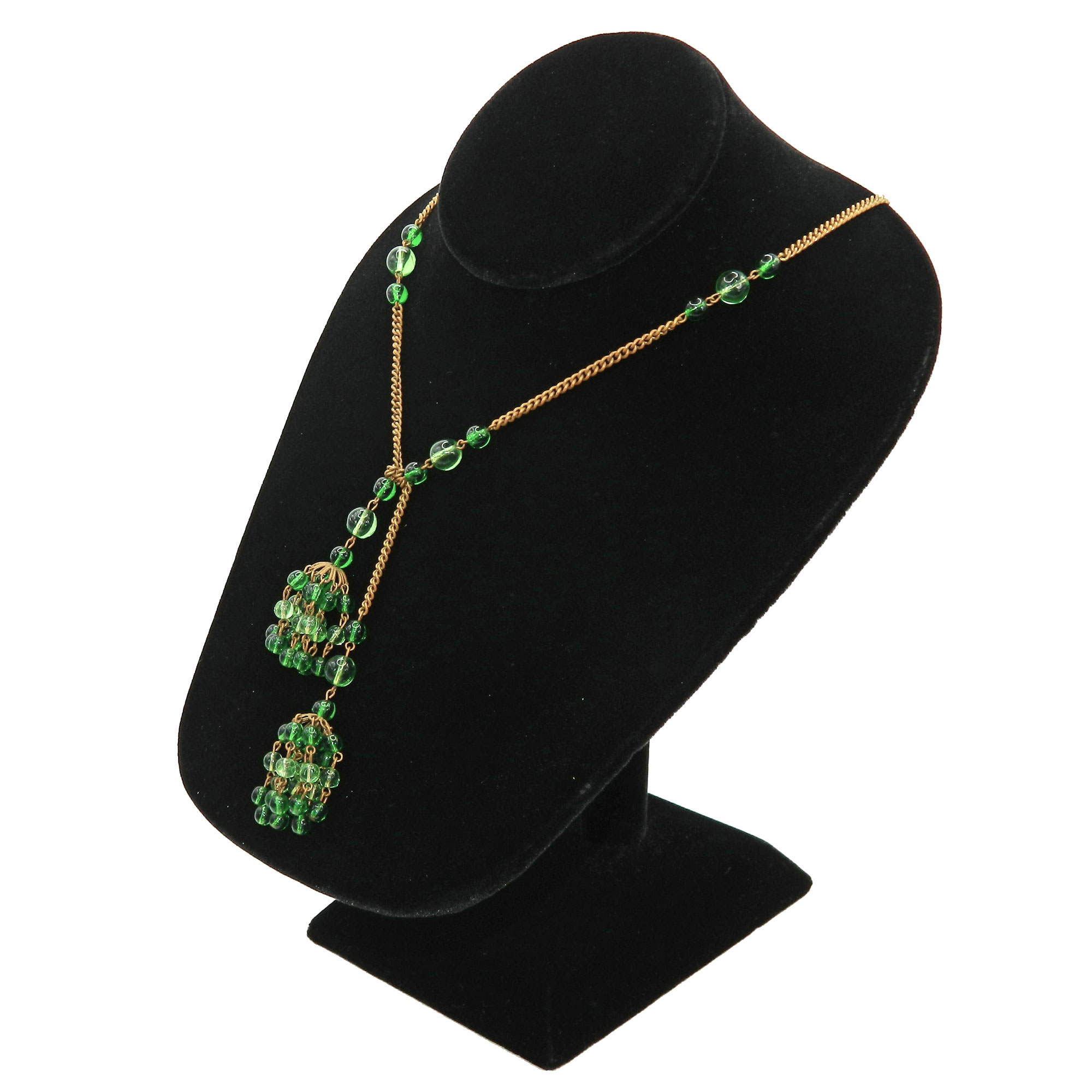 Green beaded lariat necklace