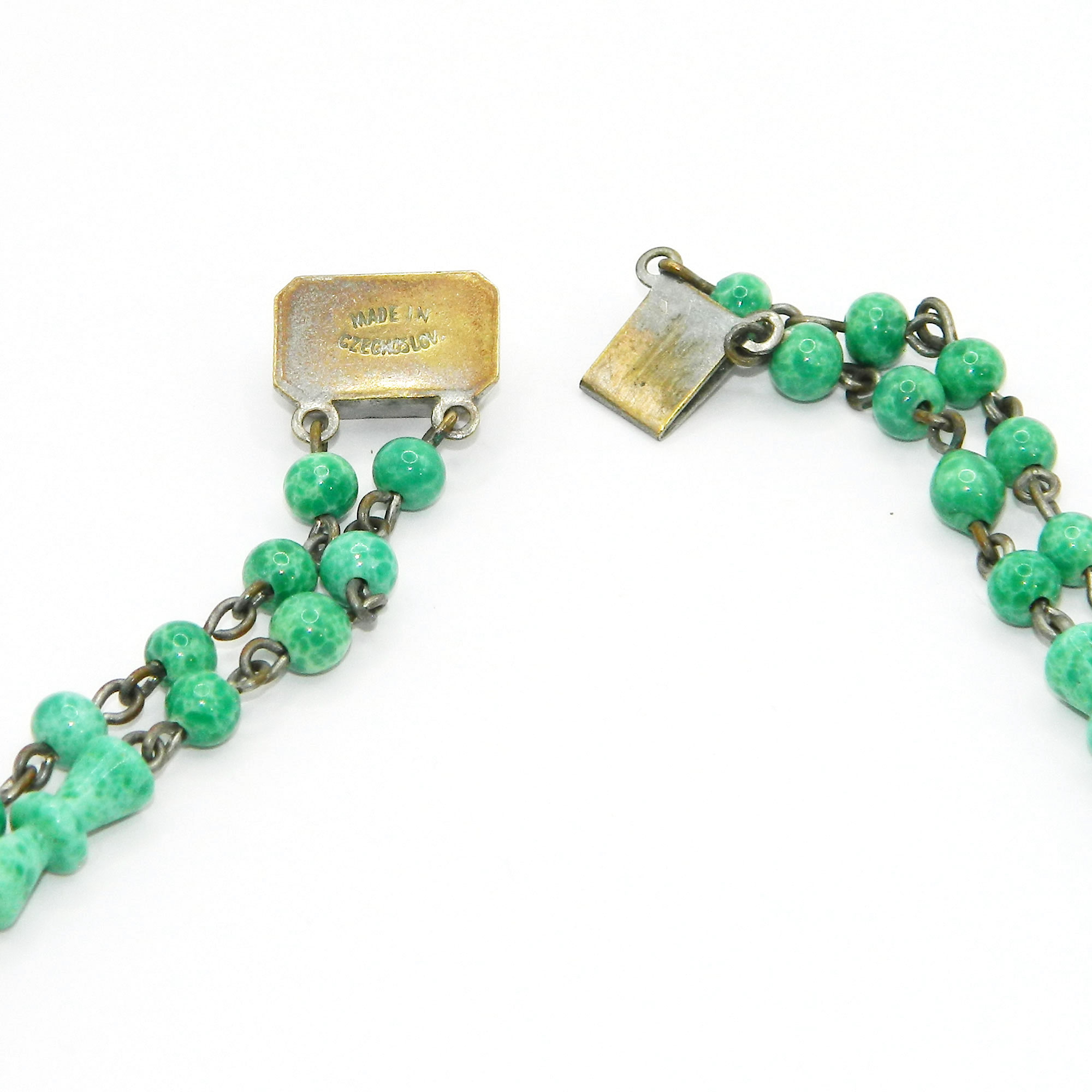 Czech Jadeite Glass Beaded Necklace