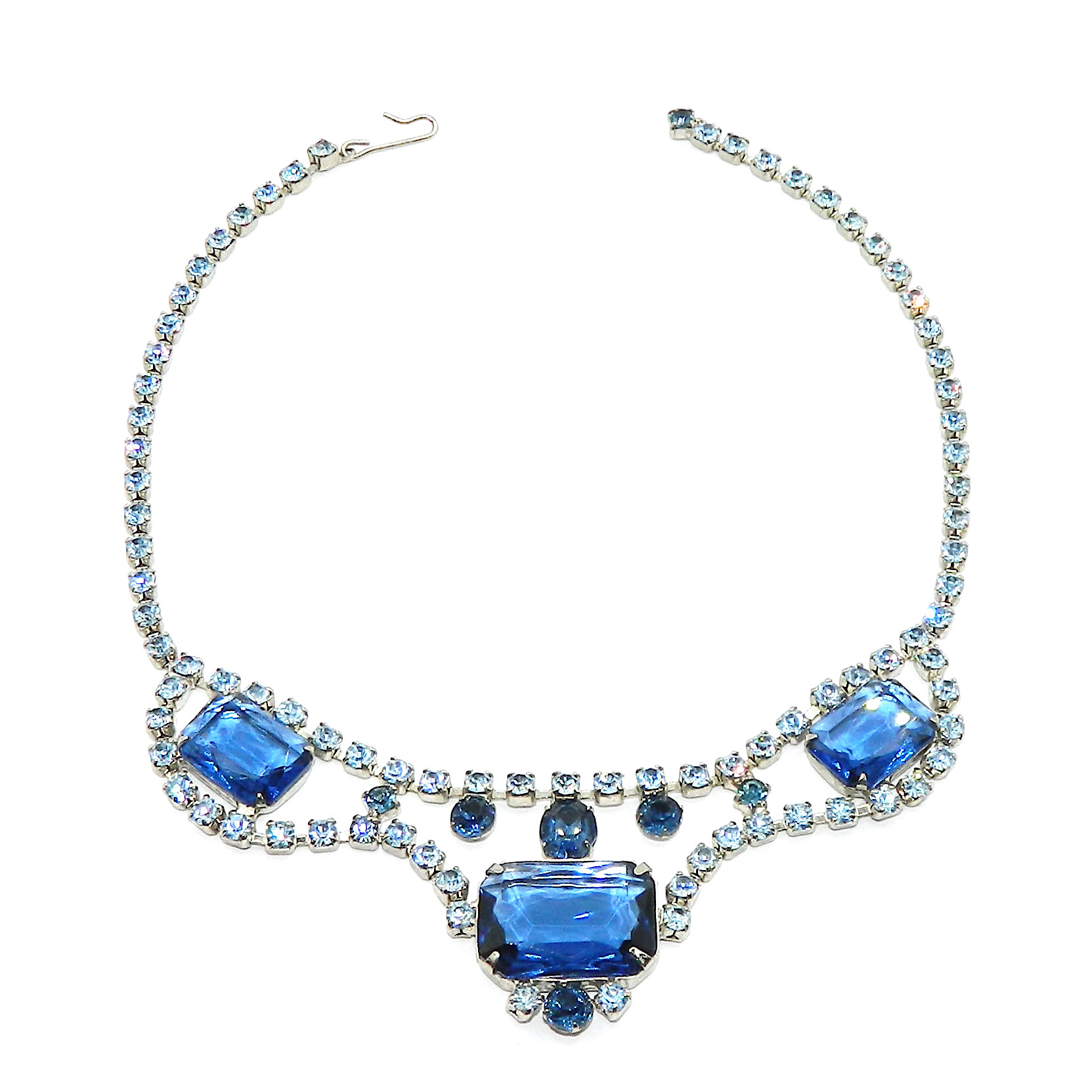 1950s blue rhinestone necklace