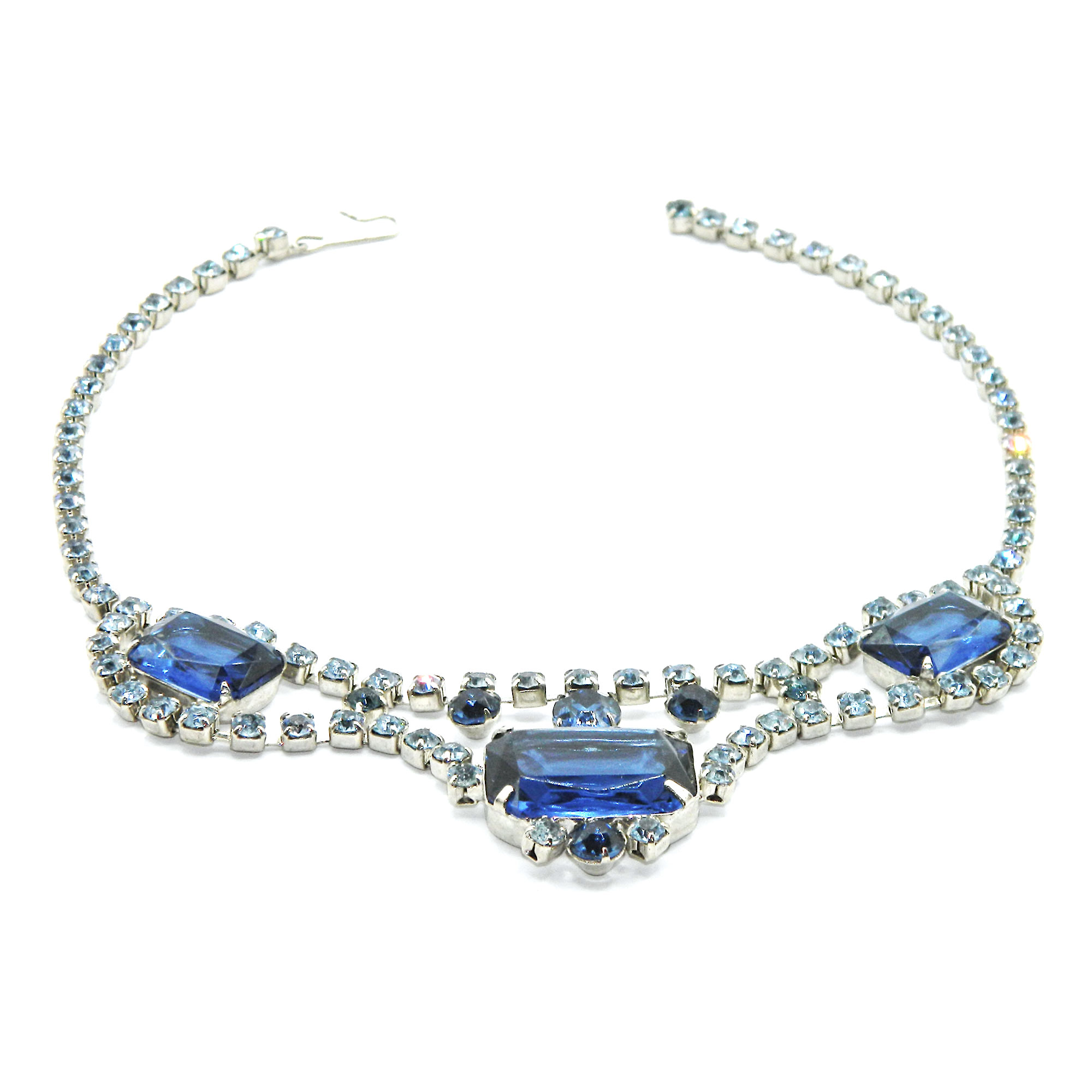 1950s blue rhinestone necklace