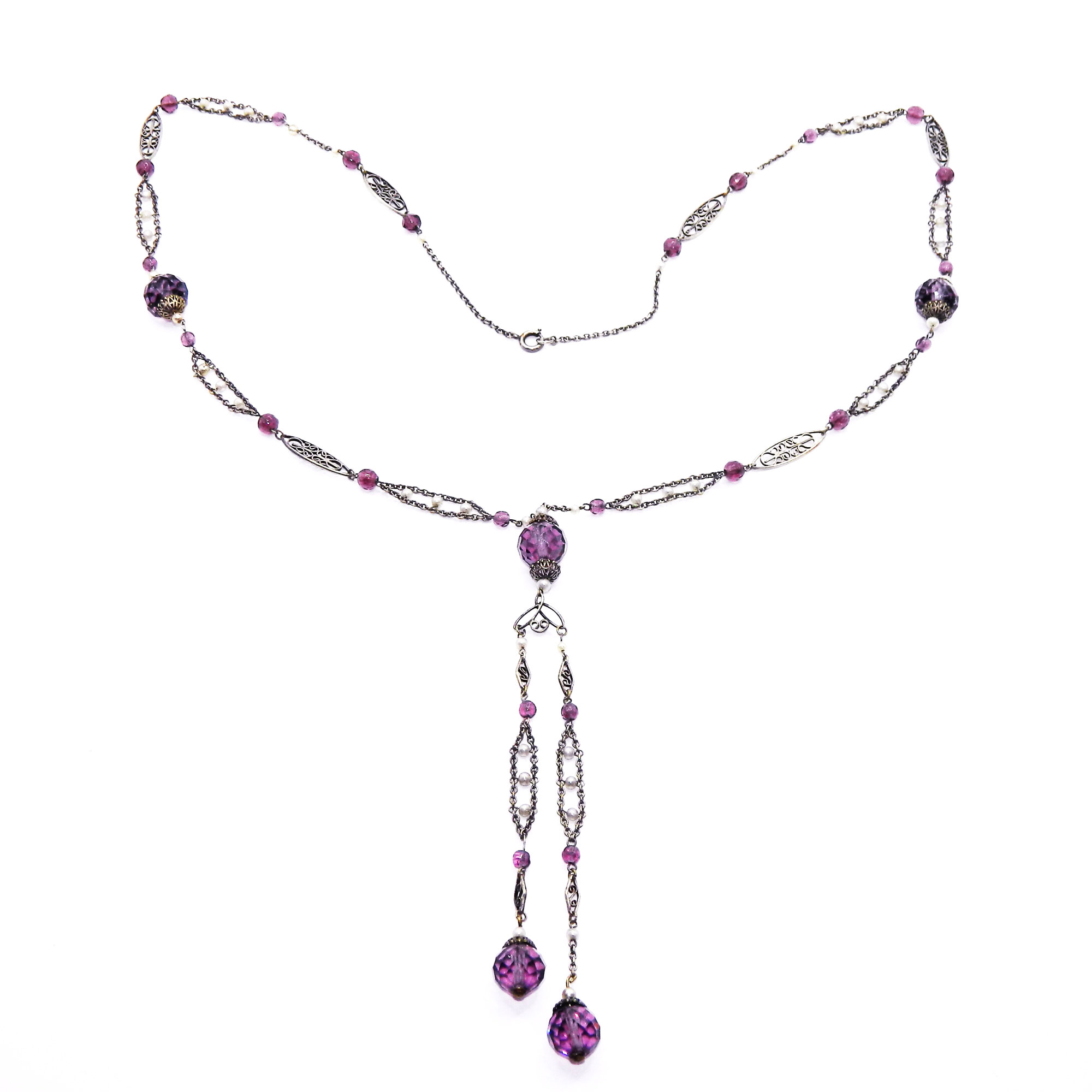 purple glass beaded necklace