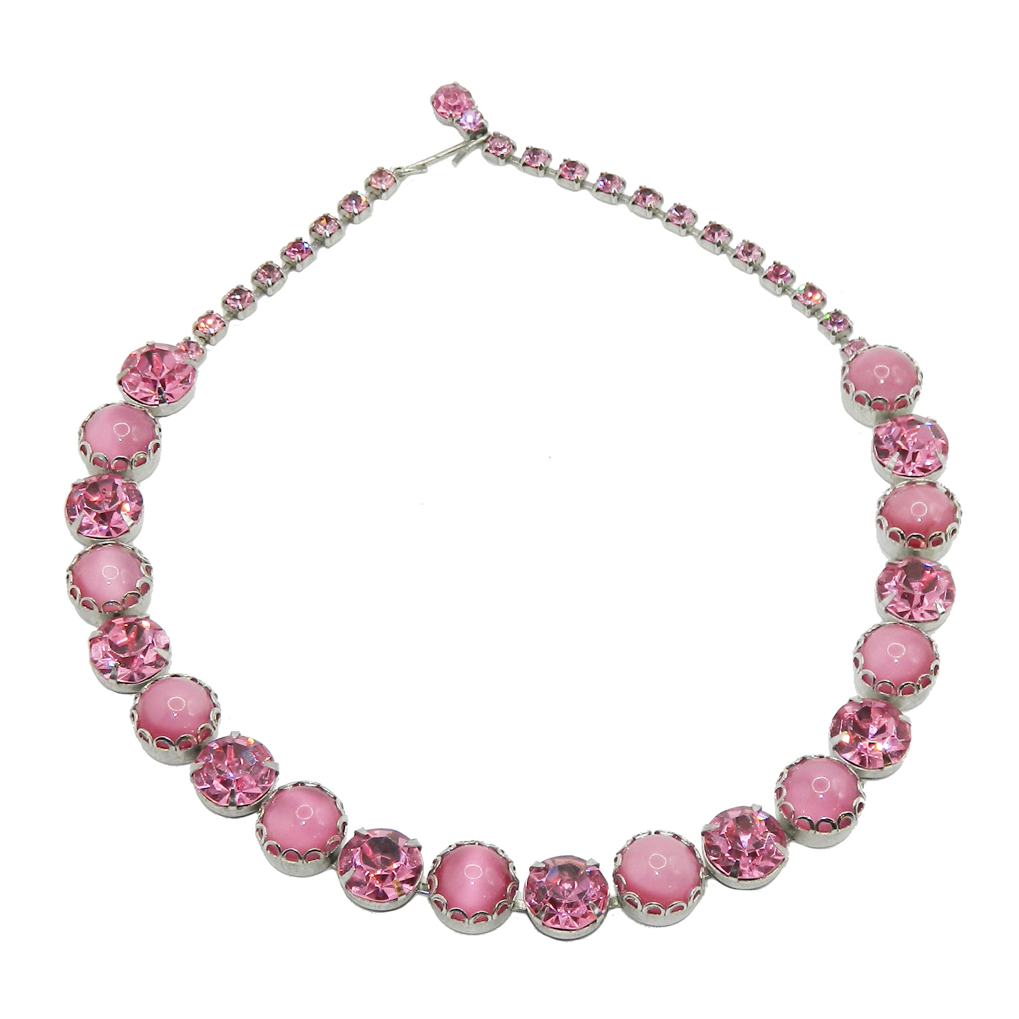 1950s pink rhinestone necklace'
