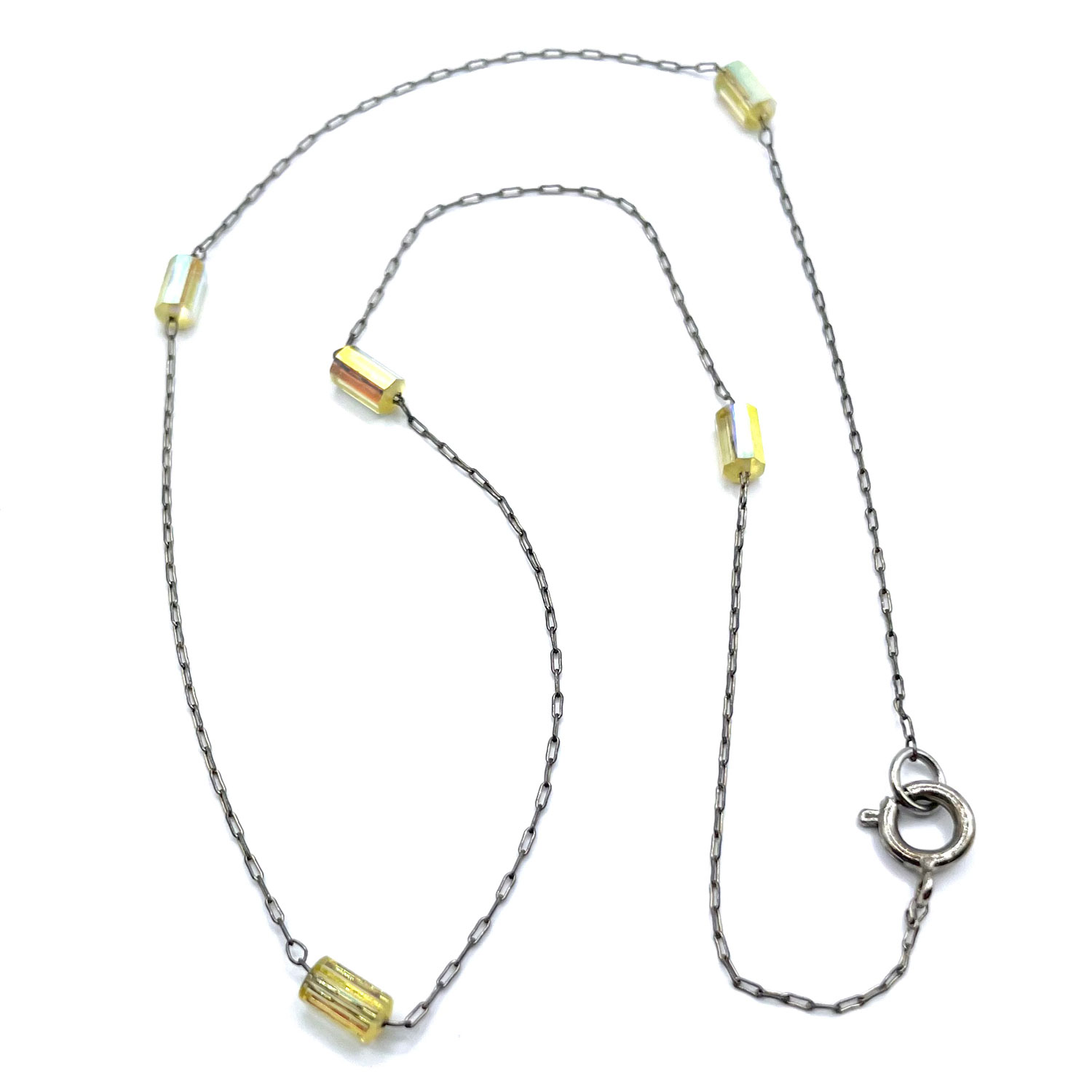 Yellow crystal bead necklace