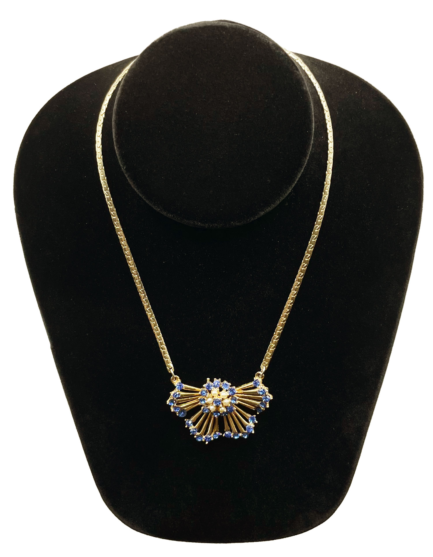 1940s blue rhinestone necklace