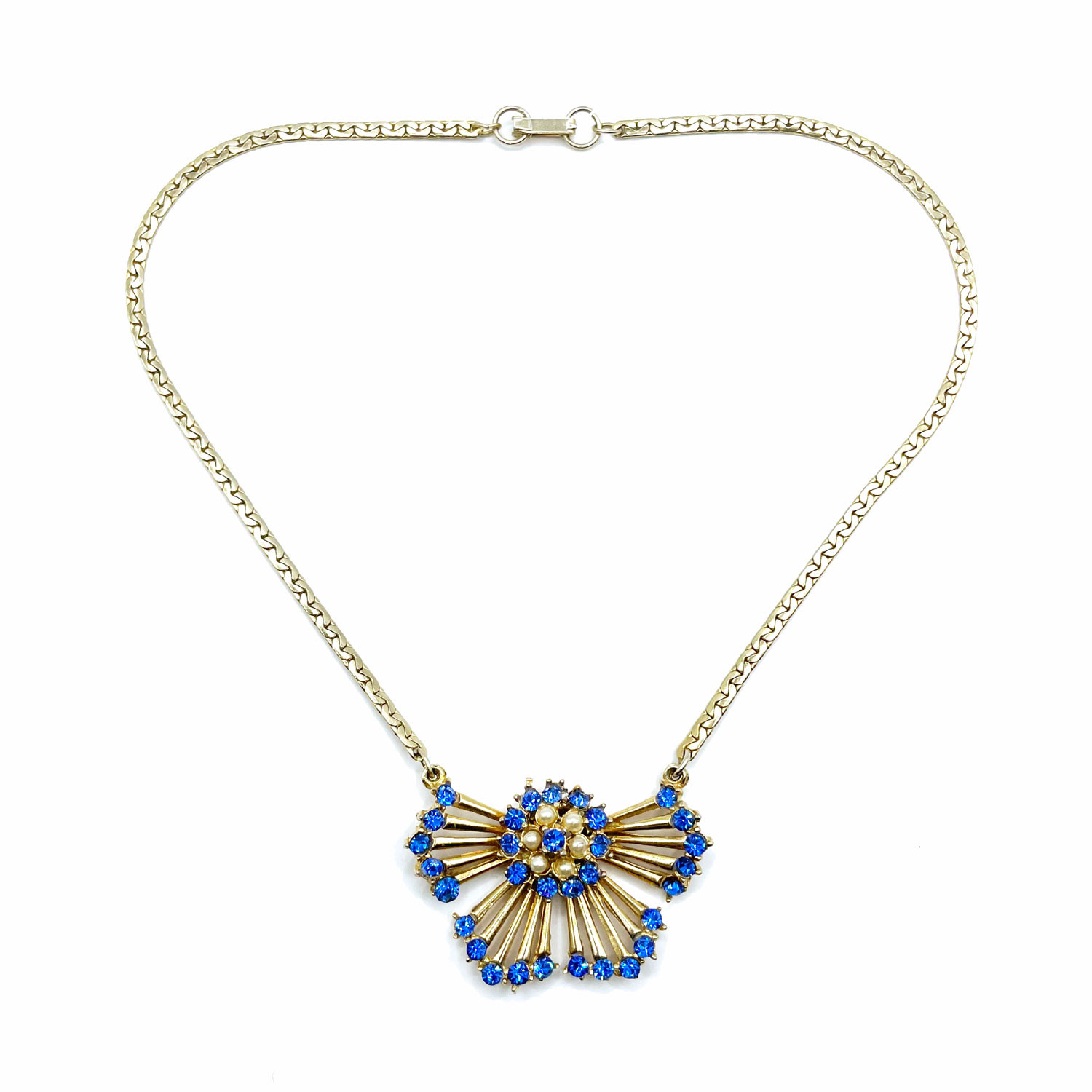 1940s blue rhinestone necklace