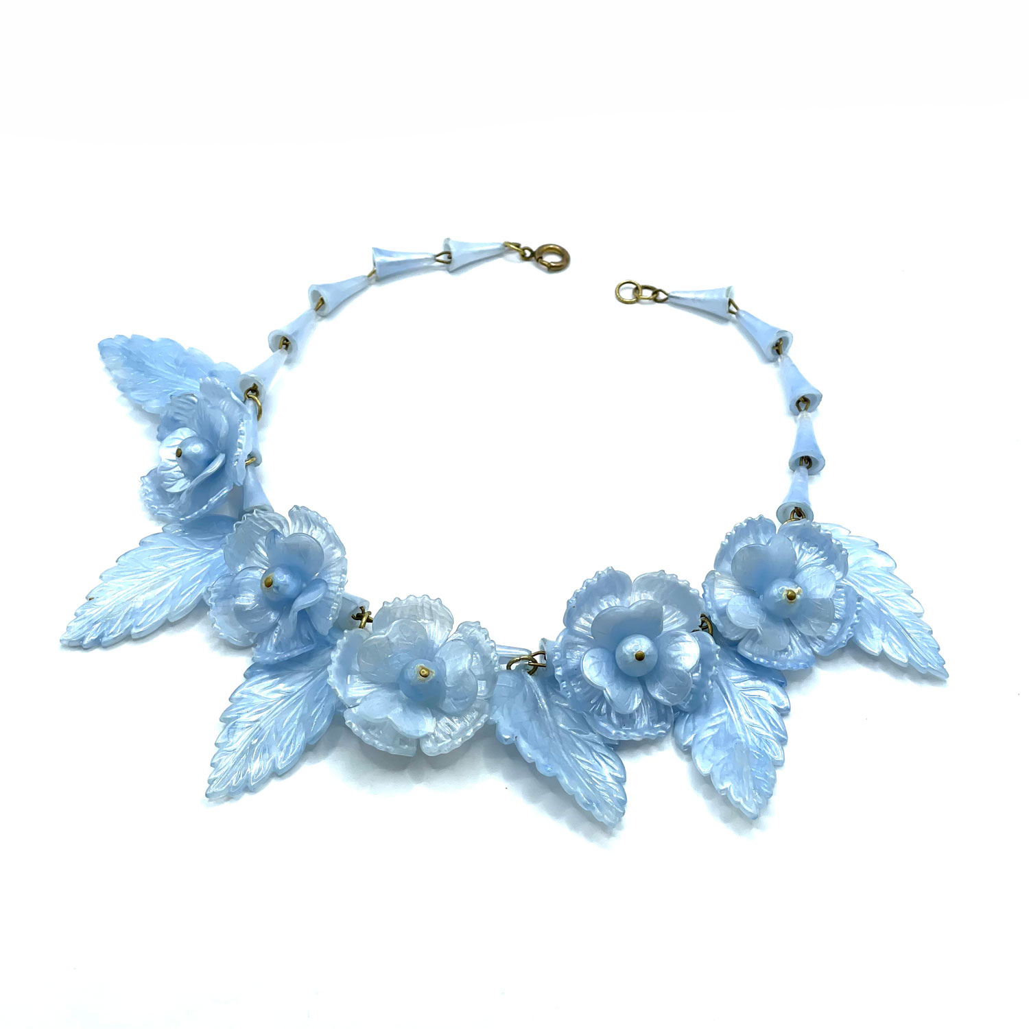 1930s flower and leaf celluloid necklace