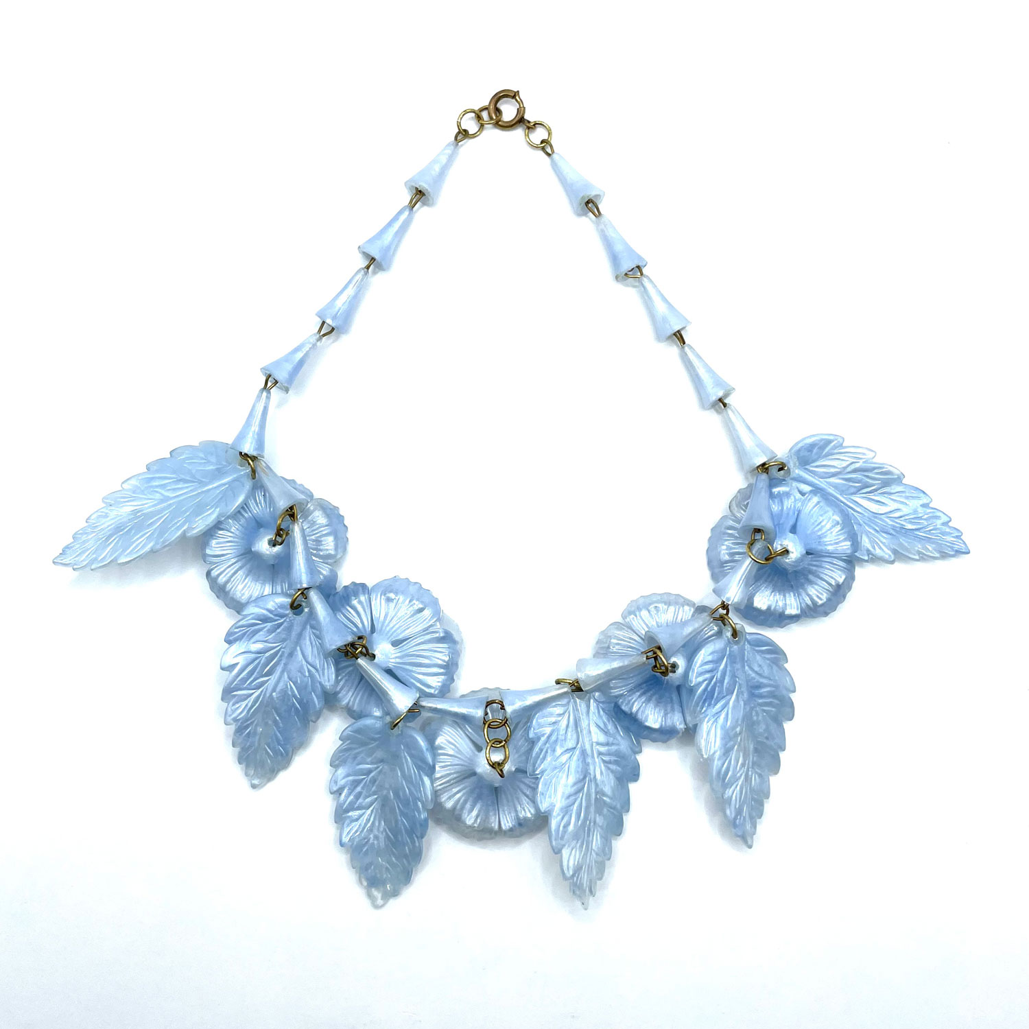 1930s flower and leaf celluloid necklace