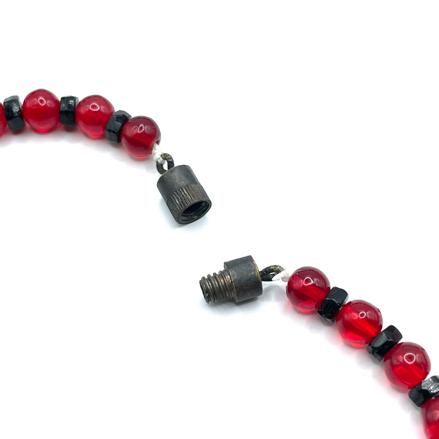 Scarlet red glass bead necklace