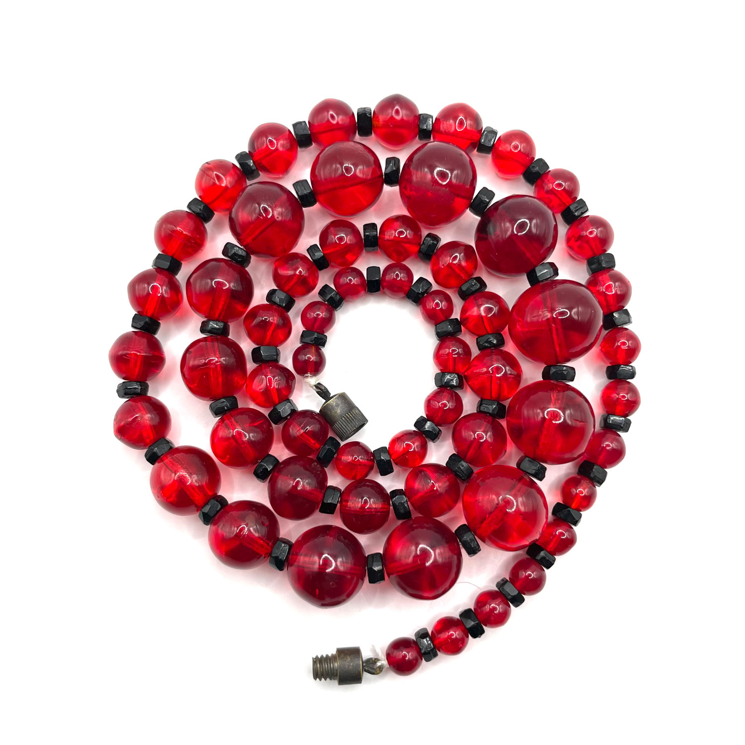 Scarlet red glass bead necklace
