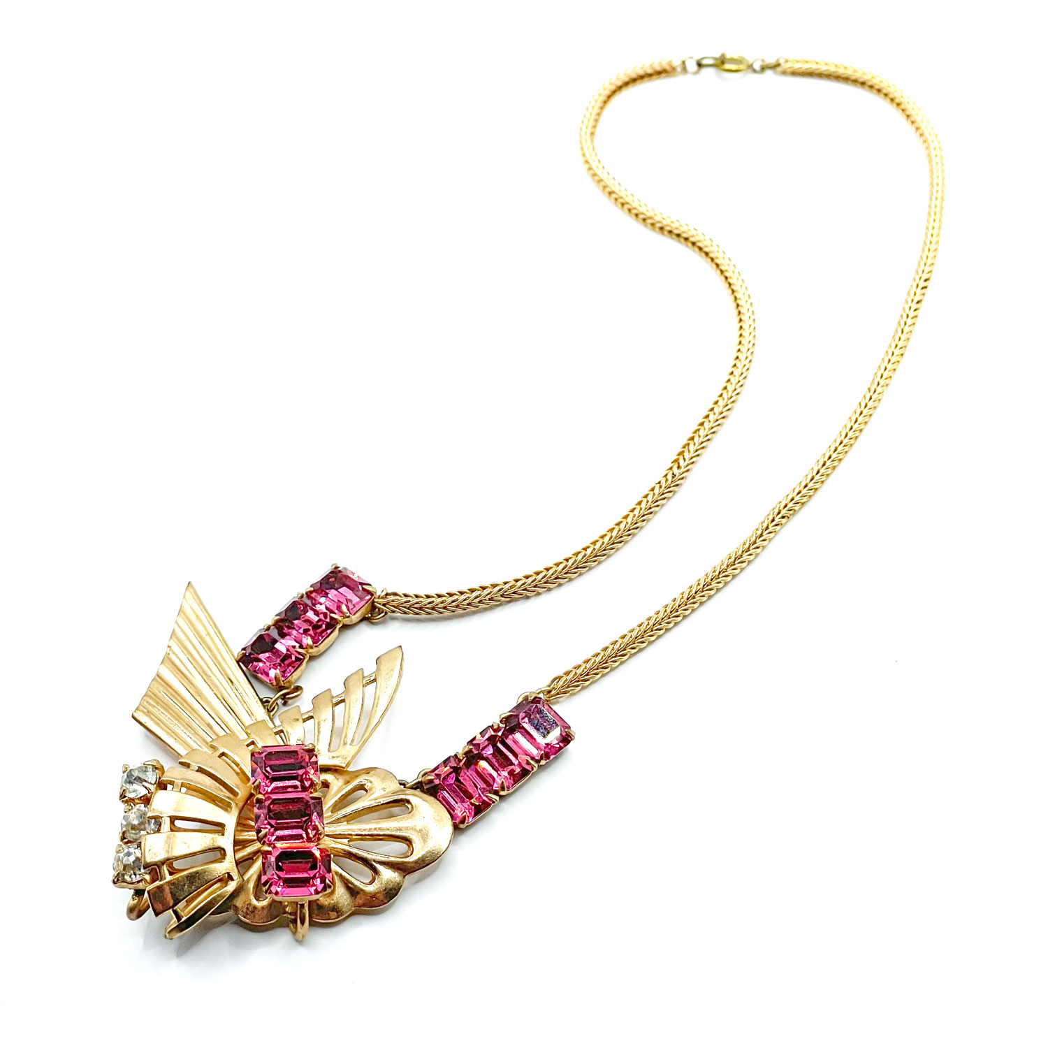 1940s pink rhinestone necklace