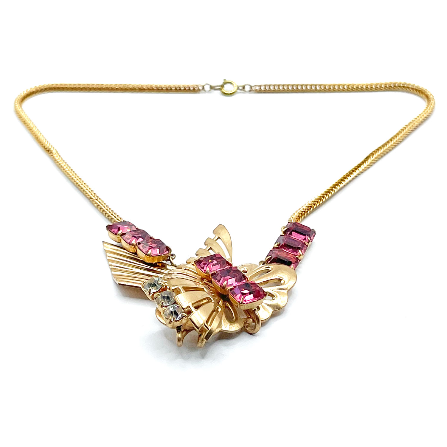 1940s pink rhinestone necklace