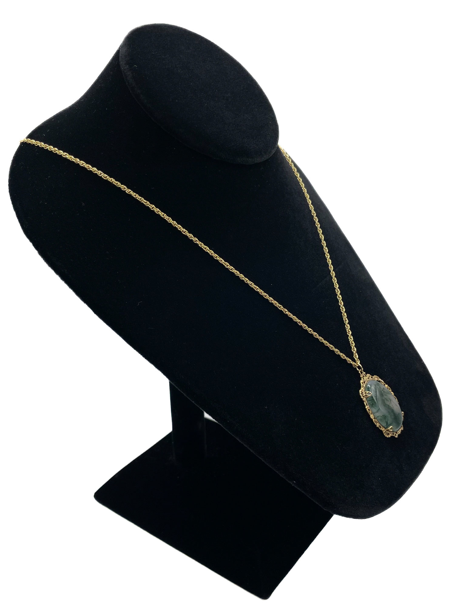 Art Deco dentrite agate pendant necklace
